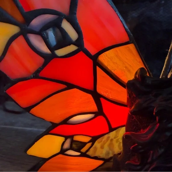 Tiffany Style Stained Glass Fairy Table Butterfly Lamp8”